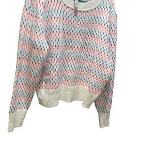 St. John's Bay Women's XL Ivory Polka Dot Crew Neck Long Sleeve Sweater